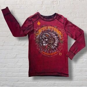Affliction Men’s XL Reversible Long Sleeve Thermal Shirt Skull Native Graphic